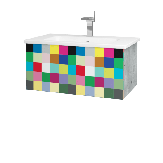 Kúpeľňová skrinka VARIANTE SZZ 80 (umývadlo Euphoria)  - D01 Betón - IND Individual