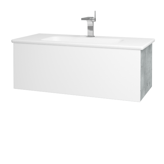 Koupelnová skříňka VARIANTE SZZ 100 (umyvadlo Euphoria)  - D01 Beton - M01 Bílá mat