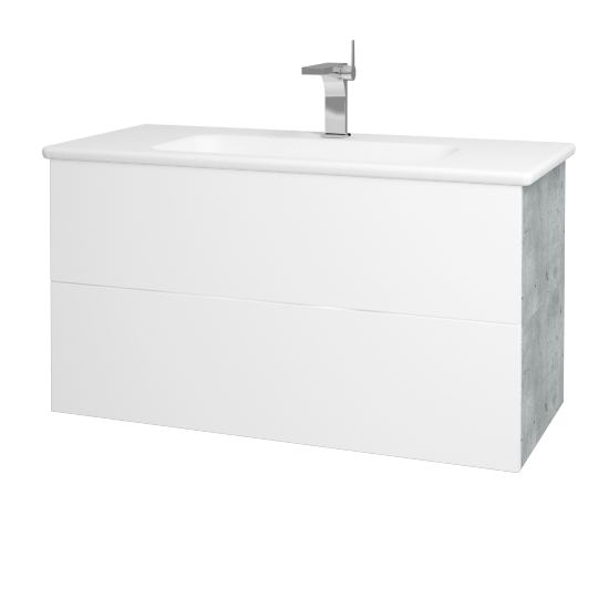 Koupelnová skříňka VARIANTE SZZ2 100 (umyvadlo Euphoria)  - D01 Beton - M01 Bílá mat