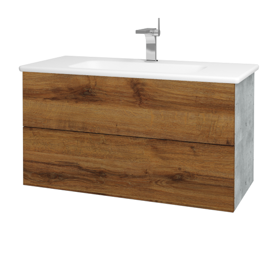 Umývadlová skrinka VARIANTE SZZ2 100 (umývadlo Euphoria)  - D01 Betón - D27 Cognac