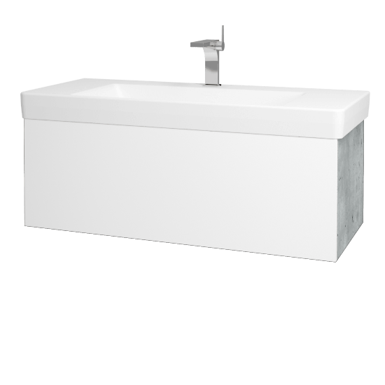 Kúpeľňová skrinka VARIANTE SZZ 105 pre úmyvadlo Laufen Pro S - D01 Betón - L01 Biela vysoký lesk