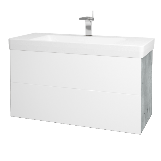 Koupelnová skříňka VARIANTE SZZ2 105 pro umyvadlo Laufen Pro S - D01 Beton - M01 Bílá mat