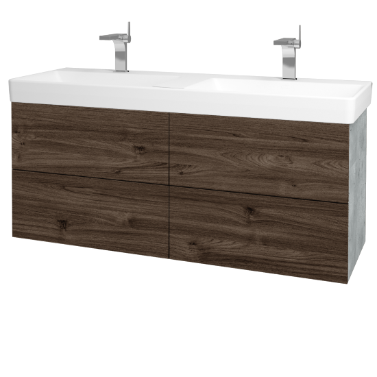 Umývadlová skrinka VARIANTE SZZ4 130 pre úmyvadlo Laufen Pro S - D01 Betón - D25 Teak