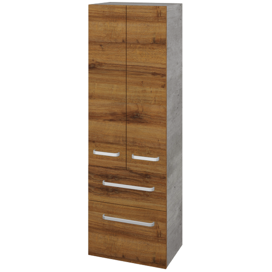 Vysoká skriňa DOS SVD2Z2 50  - D01 Betón - Úchytka T01 - D27 Cognac