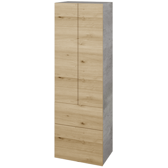 Vysoká skriňa DOS SVD2Z2 50  - D01 Betón - Bezúchytkové vyhotovenie T00 (bez vŕtania pre úchytku) - D22 Karamel