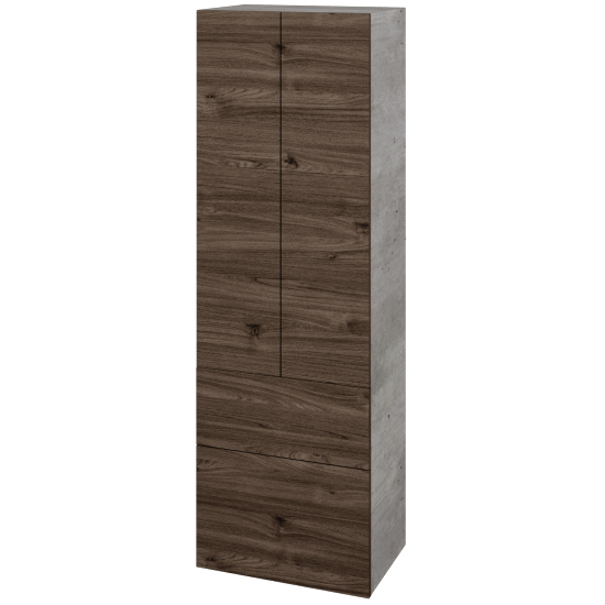 Vysoká skriňa DOS SVD2Z2 50  - D01 Betón - Bezúchytkové vyhotovenie T00 (bez vŕtania pre úchytku) - D25 Teak