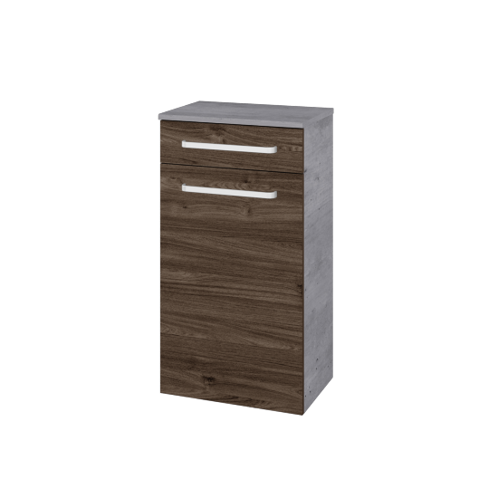 Nízka skrinka DOS SNDZ 50  - D01 Betón - Úchytka T01 - D25 Teak - Levé