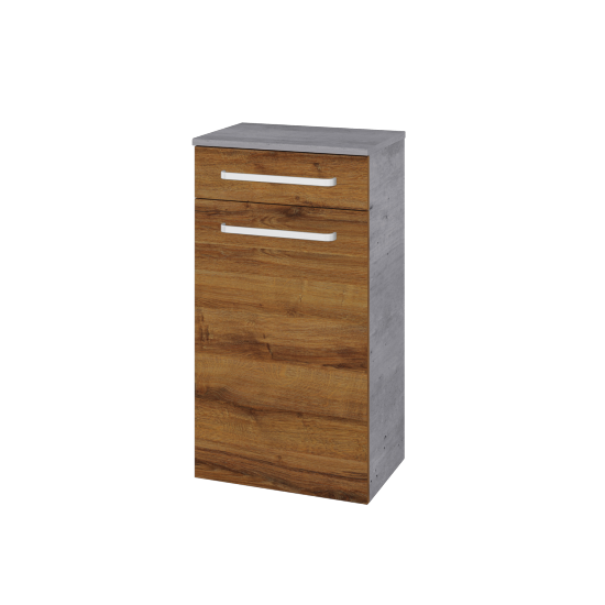 Nízka skrinka DOS SNDZ 50  - D01 Betón - Úchytka T01 - D27 Cognac - Levé