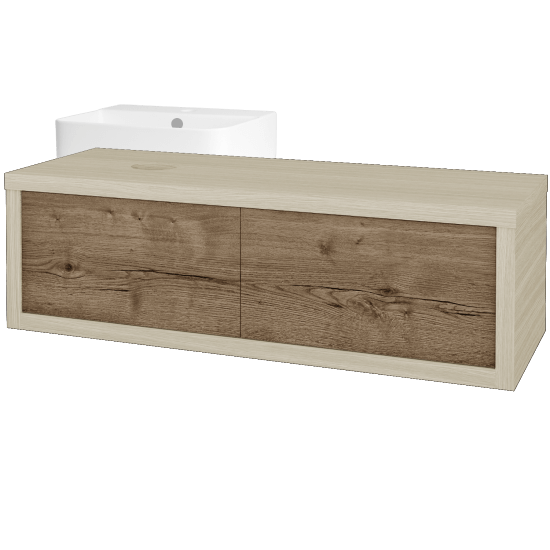 Umývadlová skriňa STORM SZZ2 120 (umývadlo Joy 3)  - D04 Dub - D21 Tobacco - Levé