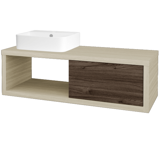 Umývadlová skriňa STORM SZZO 120 (umývadlo Joy 3)  - D04 Dub - D25 Teak - Levé