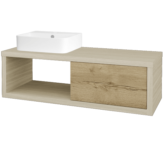 Umývadlová skriňa STORM SZZO 120 (umývadlo Joy 3)  - D04 Dub - D26 Ontario - Levé