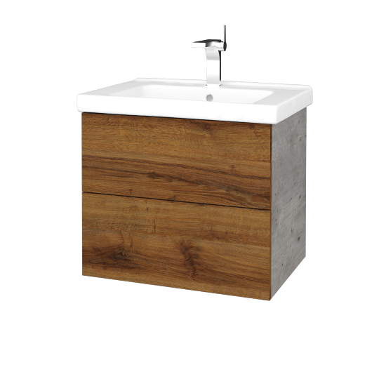 Umývadlová skrinka VARIANTE SZZ2 65 (umývadlo Harmonia)  - D01 Betón - D27 Cognac