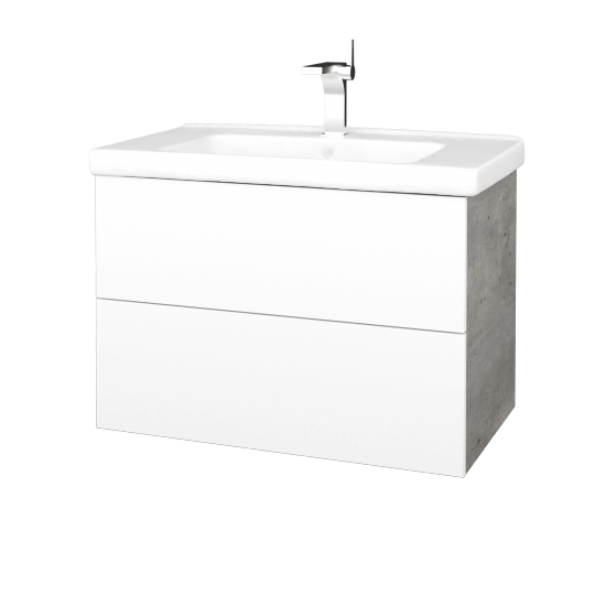 Koupelnová skříňka VARIANTE SZZ2 80 (umyvadlo Harmonia)  - D01 Beton - M01 Bílá mat