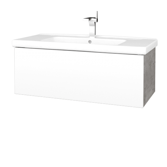 Kúpeľňová skrinka VARIANTE SZZ 100 (umývadlo Harmonia)  - D01 Betón - M01 Biela mat