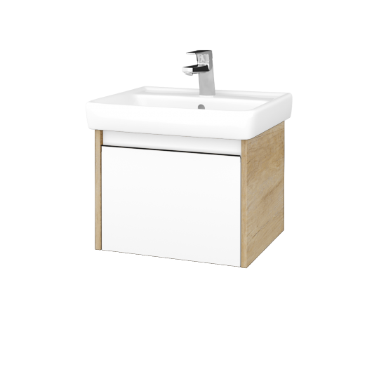 Kúpeľňová skrinka BONO SZZ 55 (umývadlo Q)  - D15 Nebraska - N01 Biela lesk