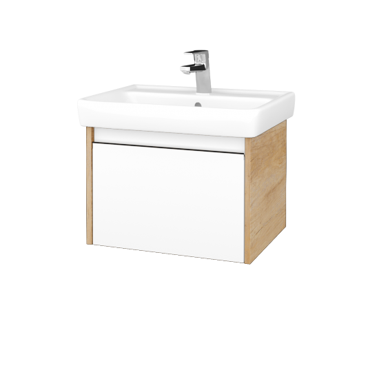 Kúpeľňová skrinka BONO SZZ 60 (umývadlo Q)  - D15 Nebraska - N01 Biela lesk