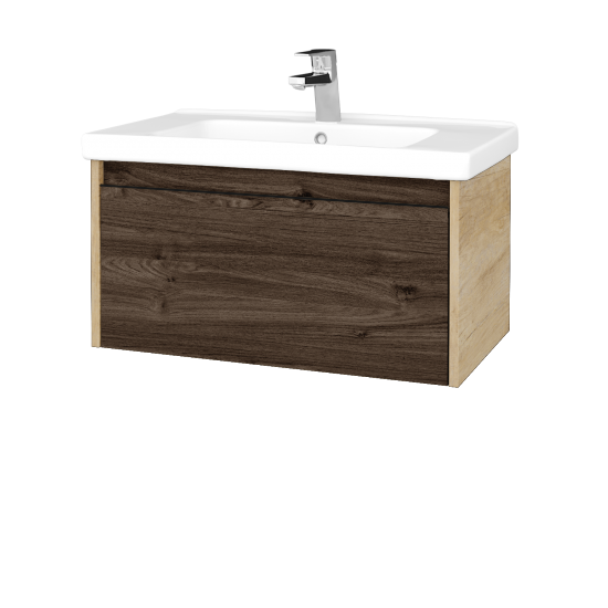 Kúpeľňová skrinka BONO SZZ 80 (umývadlo Harmonia)  - D15 Nebraska - Úchytka T33 - čierna mat - D25 Teak