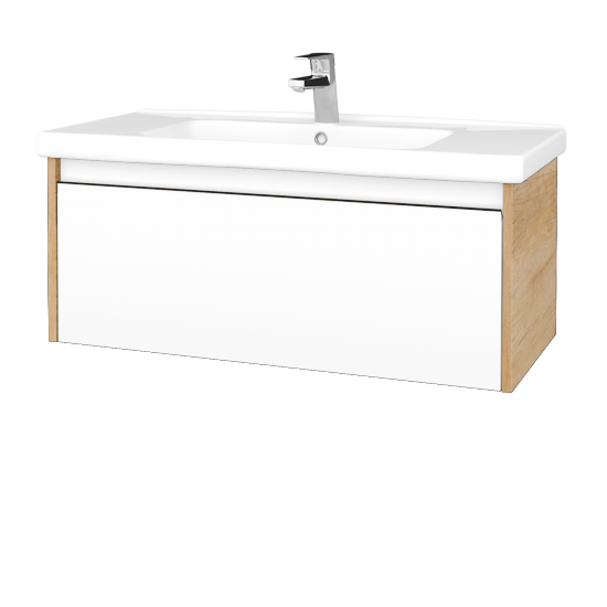 Kúpeľňová skrinka BONO SZZ 100 (umývadlo Harmonia)  - D15 Nebraska - N01 Biela lesk