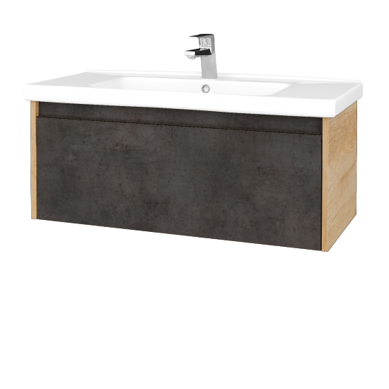 Kúpeľňová skrinka BONO SZZ 100 (umývadlo Harmonia)  - D15 Nebraska - D16 Tmavý betón
