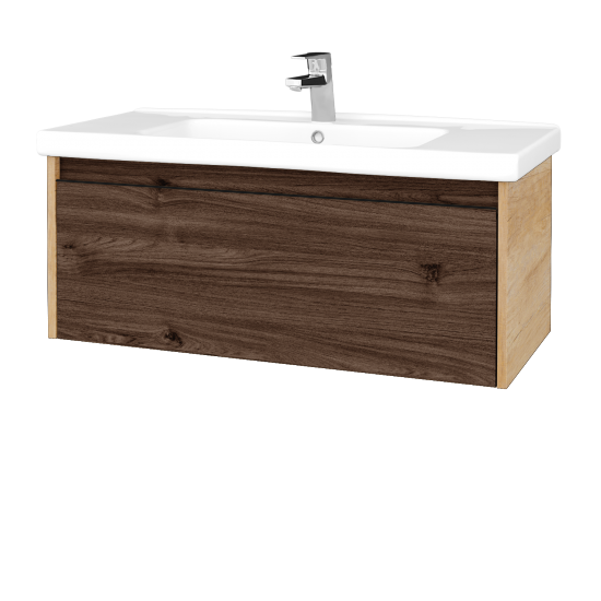 Kúpeľňová skrinka BONO SZZ 100 (umývadlo Harmonia)  - D15 Nebraska - Úchytka T33 - čierna mat - D25 Teak