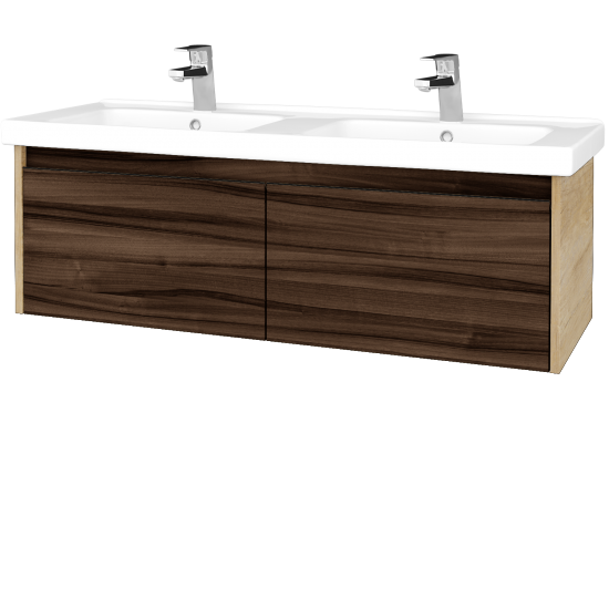 Kúpeľňová skrinka BONO SZZ2 125 (umývadlo Harmonia)  - D15 Nebraska - D06 Orech