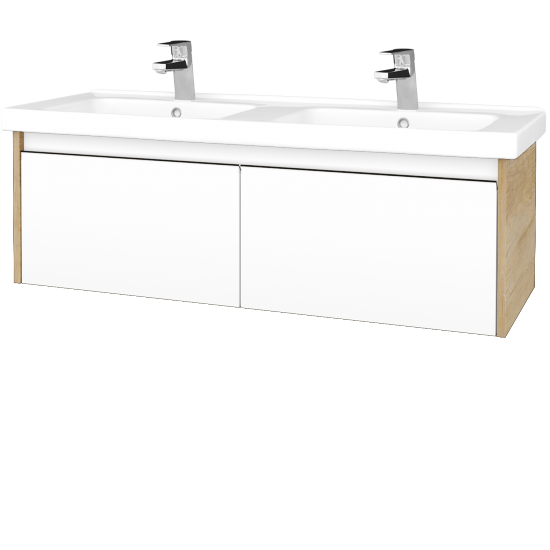 Kúpeľňová skrinka BONO SZZ2 125 (umývadlo Harmonia)  - D15 Nebraska - N01 Biela lesk