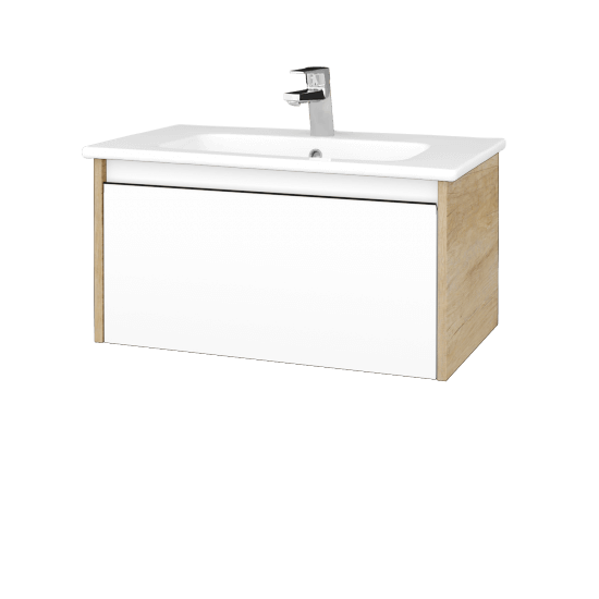 Umývadlová skrinka BONO SZZ 80 (umývadlo Euphoria)  - D15 Nebraska - N01 Biela lesk