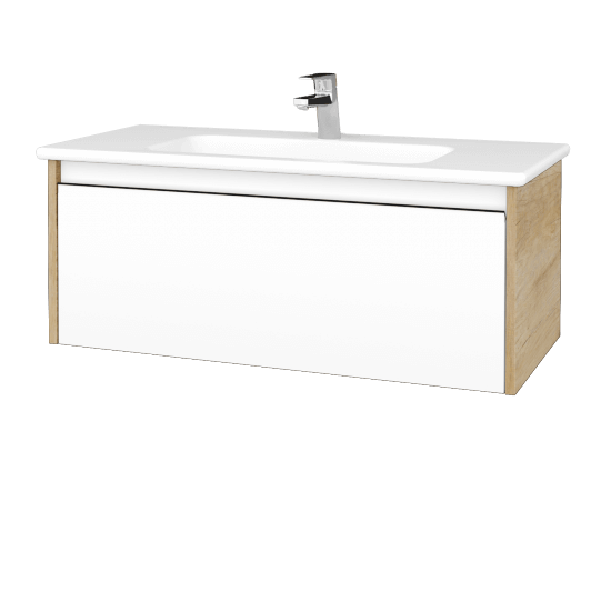 Umývadlová skrinka BONO SZZ 100 (umývadlo Euphoria)  - D15 Nebraska - N01 Biela lesk