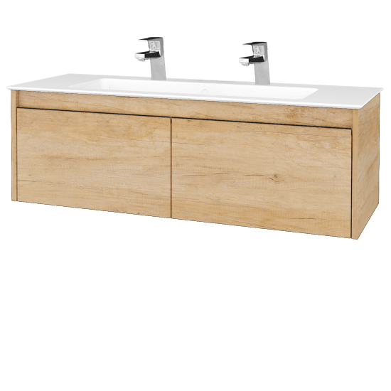 Umývadlová skrinka BONO SZZ2 120 (umývadlo Pura s 2 otvormi na batériu)  - D15 Nebraska - D15 Nebraska