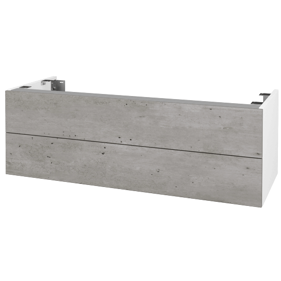 Doplňková skříňka pod desku DSD SZZ2 120 (výška 40 cm)  - N01 Bílá lesk - D01 Beton - Ne