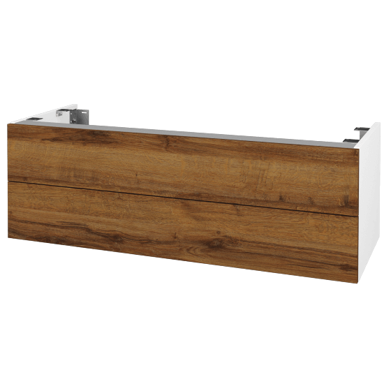 Doplnková skrinka pod dosku DSD SZZ2 120 (výška 40 cm)  - N01 Biela lesk - D27 Cognac - Ne