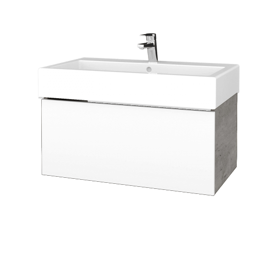 Koupelnová skříňka VARIANTE SZZ 80 pro umyvadlo Duravit Vero - D01 Beton - L01 Bílá vysoký lesk