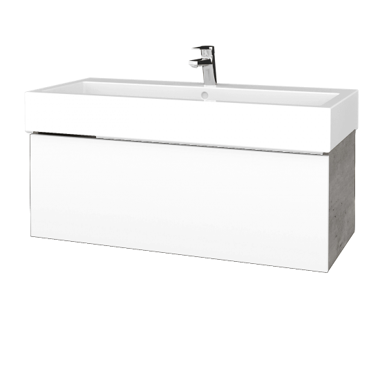 Koupelnová skříňka VARIANTE SZZ 100 pro umyvadlo Duravit Vero - D01 Beton - L01 Bílá vysoký lesk