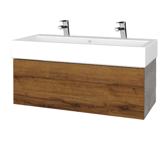 Umývadlová skrinka VARIANTE SZZ 100 pre úmyvadlo Duravit Vero - D01 Betón - D27 Cognac