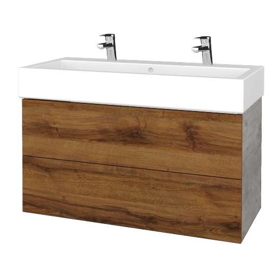 Umývadlová skrinka VARIANTE SZZ2 100 pre úmyvadlo Duravit Vero - D01 Betón - D27 Cognac