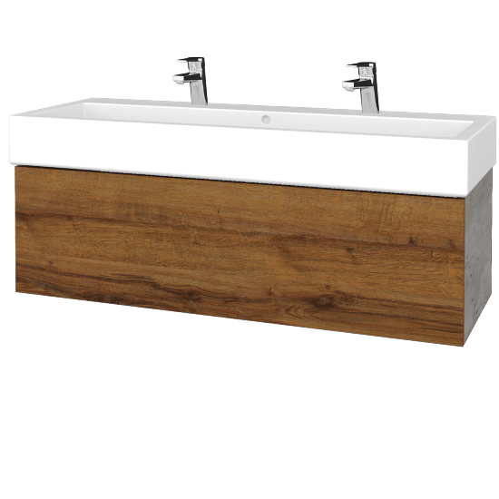 Umývadlová skrinka VARIANTE SZZ 120 pre úmyvadlo Duravit Vero - D01 Betón - D27 Cognac