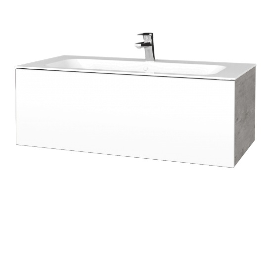 Koupelnová skříňka VARIANTE SZZ 100 pro umyvadlo Finion - D01 Beton - M01 Bílá mat