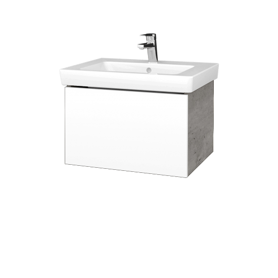 Umývadlová skrinka VARIANTE SZZ 60 pro umyvadlo Subway 2.0 - D01 Betón - L01 Biela vysoký lesk