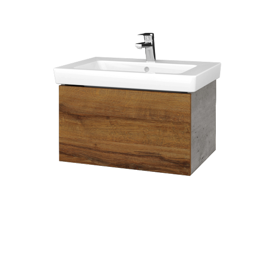 Umývadlová skrinka VARIANTE SZZ 65 pro umyvadlo Subway 2.0 - D01 Betón - D27 Cognac
