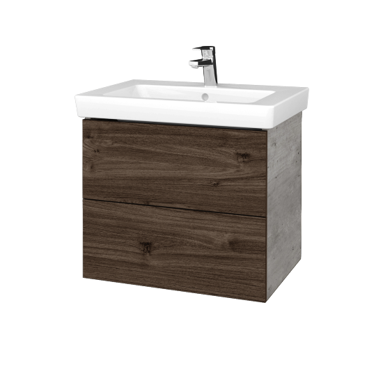 Umývadlová skrinka VARIANTE SZZ2 65 pro umyvadlo Subway 2.0 - D01 Betón - D25 Teak