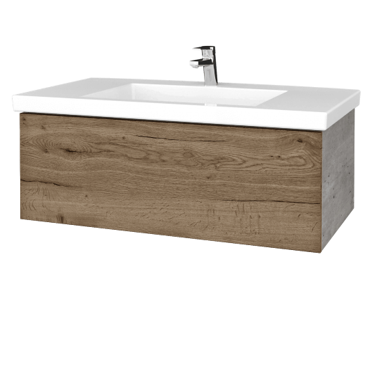 Kúpeľňová skrinka VARIANTE SZZ 100 pre umývadlo Metric - D01 Betón - D21 Tobacco