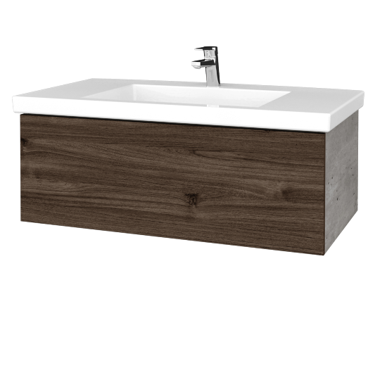 Kúpeľňová skrinka VARIANTE SZZ 100 pre umývadlo Metric - D01 Betón - D25 Teak