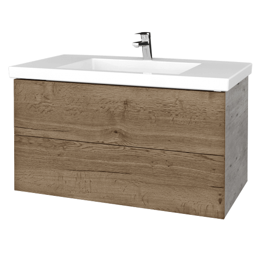 Kúpeľňová skrinka VARIANTE SZZ2 100 pre umývadlo Metric - D01 Betón - D21 Tobacco