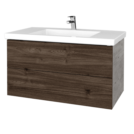 Kúpeľňová skrinka VARIANTE SZZ2 100 pre umývadlo Metric - D01 Betón - D25 Teak