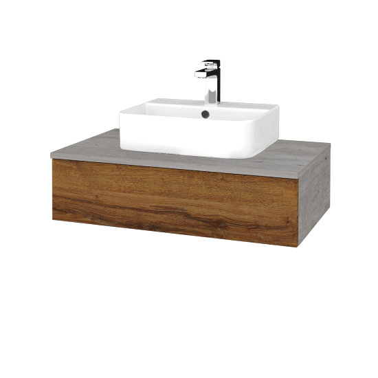 Kúpeľňová skrinka MODULE SZZ 80 umývadlo Joy 3 - D01 Betón - D27 Cognac - Nie