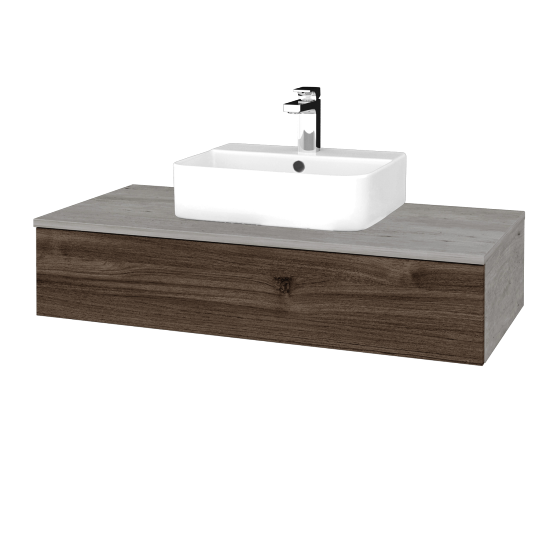 Kúpeľňová skrinka MODULE SZZ 100 umývadlo Joy 3 - D01 Betón - D25 Teak - Nie
