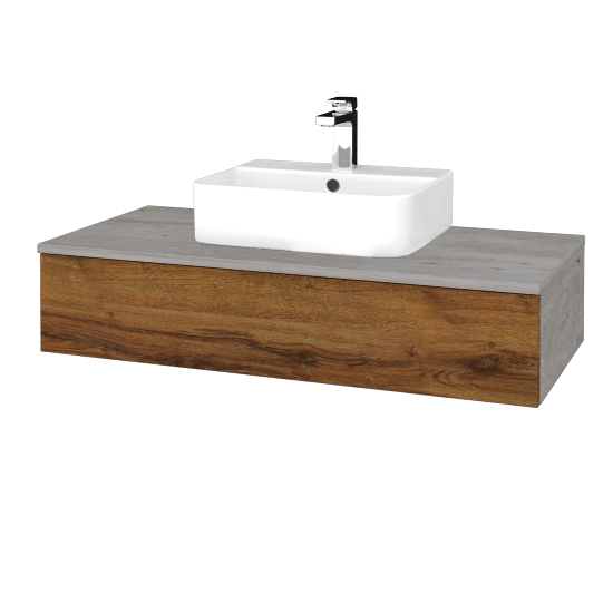 Kúpeľňová skrinka MODULE SZZ 100 umývadlo Joy 3 - D01 Betón - D27 Cognac - Nie