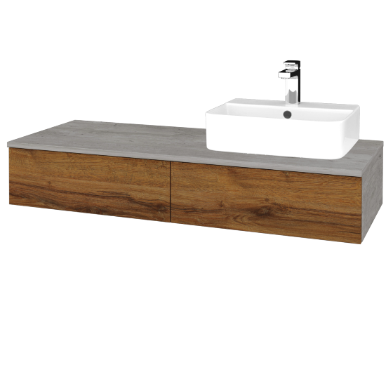 Kúpeľňová skrinka MODULE SZZ2 120 umývadlo Joy 3 - D01 Betón - D27 Cognac - Levé - Nie