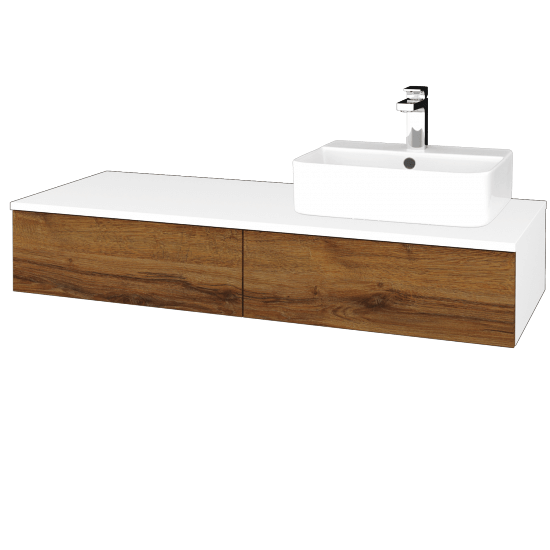 Kúpeľňová skrinka MODULE SZZ2 120 umývadlo Joy 3 - N01 Biela lesk - D27 Cognac - Levé - Nie