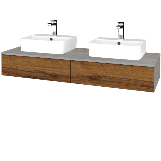 Kúpeľňová skrinka MODULE SZZ2 140 umývadlo Joy 3 - D01 Betón - D27 Cognac - Nie